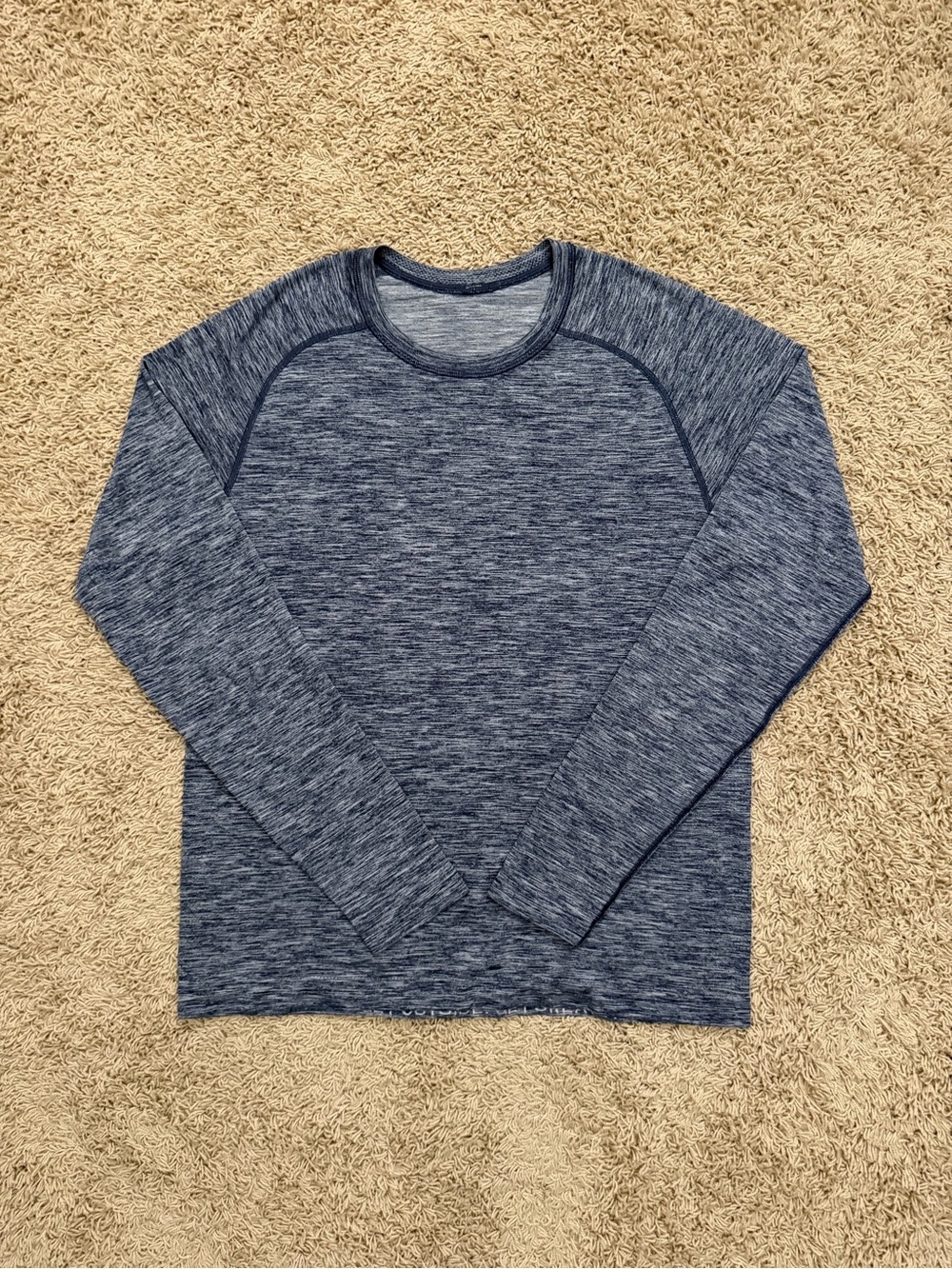Lululemon Metal Vent Tech Shirt Mens Large Blue Heathered Long Sleeve Athletic